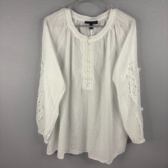 Lane Bryant Tops - Lane Bryant White Flowy Blouse